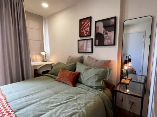 For rent: Beat Sukhumvit. Clean, cozy room with a warm modern design. Fully furnished and ready to move in.