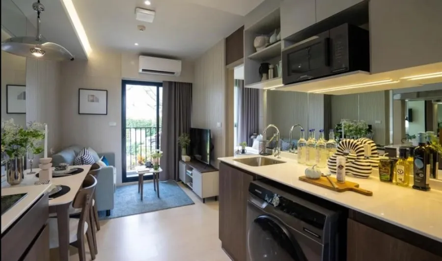 Sale down payment Nue Cross KhuKhot Station 1 bedroom 27 sqm. Building A, 4th floor, room facing north, garden view, hurry to book now