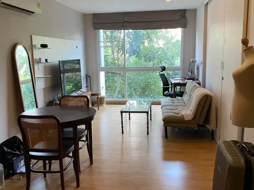 For rent: Tree Condo Luxe Sukhumvit 52, 3rd floor, garden view, peaceful, lots of usable space. Reserve first and get in first.
