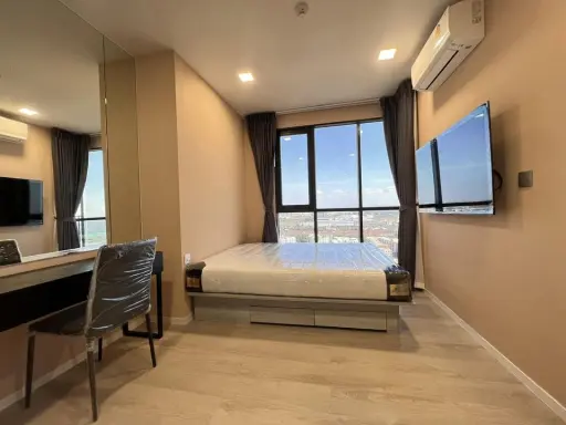 For rent, Modiz Launch Rangsit, 27th floor, high floor, room not attached to anyone. Very private and fully furnished, book now.