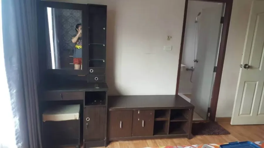 For rent, PG RAMA 9 Condominium, room with good wallpaper, great price, convenient, complete here, come book now, don't miss out.