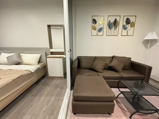 For rent: Regent Home Bangna, 24th floor, beautiful BTS view, large wardrobe with lighting, fully furnished, ready to move in