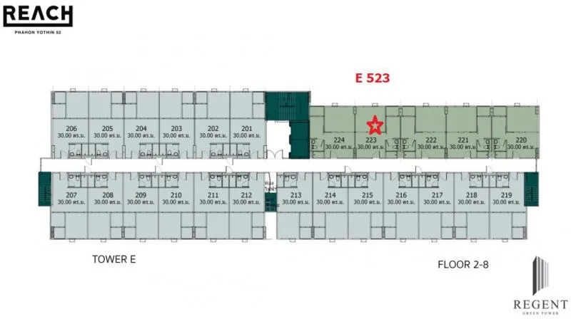 Rent a new condo, Reach Phaholyothin, 52 right rooms, at the price you are satisfied with, don't wait, hurry and book now.