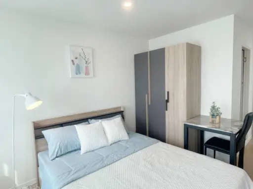 Condo for rent, Lumpini Ville Chaengwattana - Pak Kret Station, nice room, soft tone, good price, hurry to book