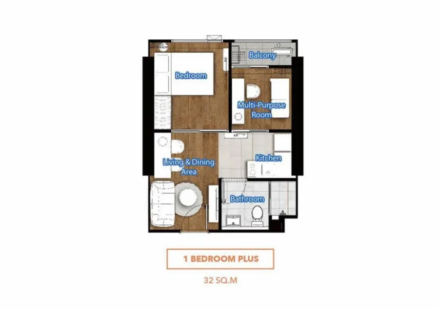 Condo for sale, The Living Ramkhamhaeng, 7th floor, not very high, spacious room, private, garden view, hurry and book now.