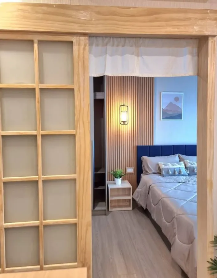 For rent: The Base Phetchaburi - Thonglor, decorated in a warm Muji style, comfortable to live in, balcony like a corner room, if you delay, you'll de