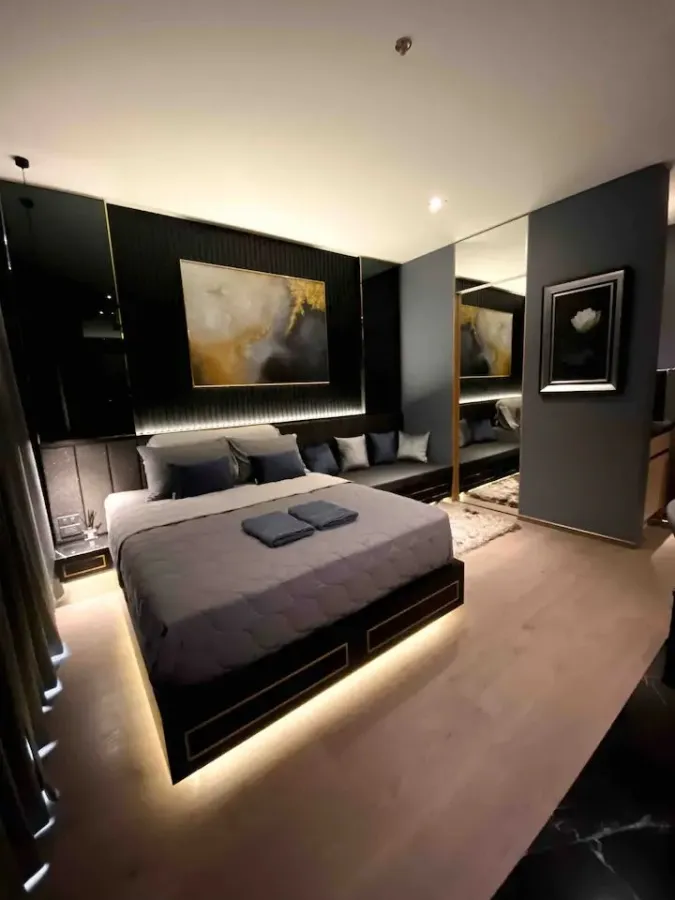 For rent, Park 24 Origin Phrom Phong, high floor, decorated in a simple, elegant room, looks expensive, great built-ins, don't just look and book now.