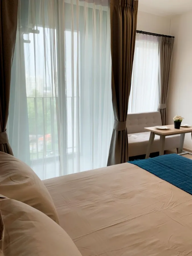 Chapter One Eco Ratchada-Huay Kwang Condo for rent, Studio room, high floor, good atmosphere, fully furnished, finish in one room