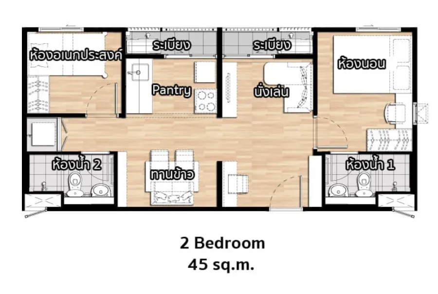 wow very beautiful room for sale Plum Condo Chaengwattana Station 2 bedrooms 2 bathrooms Cool built-in furniture Book now