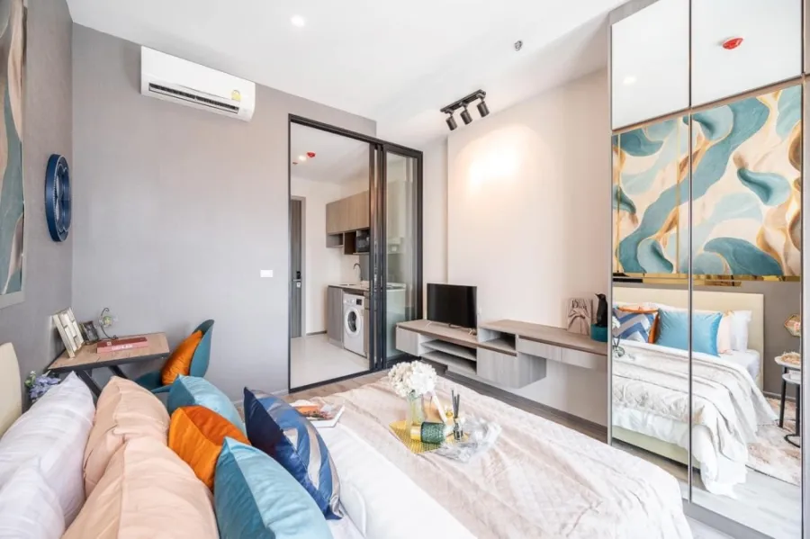 For rent, Knightsbridge Prime Onnut, 29th floor, river view, fully furnished room, luxurious, very livable, say you don't miss it.