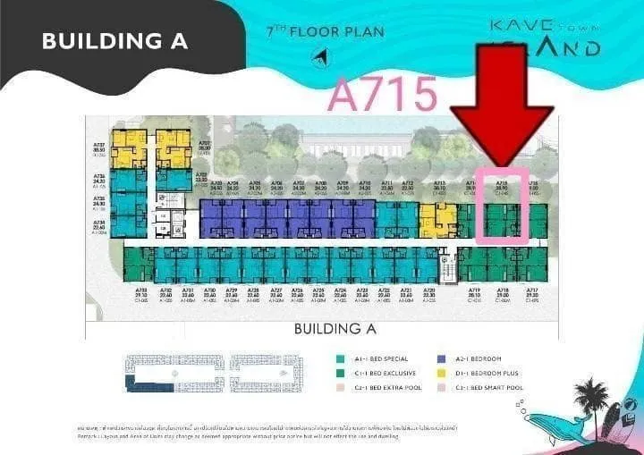 Kave Town Island ให้เช่า ห้องวิวสระพร้อมอยู่ 1-Bed Exclusive Fully Furnished แต่งครบ อย่าพลาด