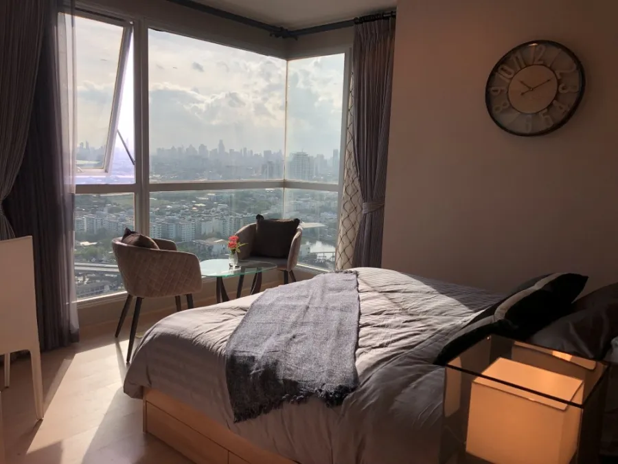 Condo for sale, rent, Rhythm Sukhumvit 50, Chao Phraya River view, fully furnished, close to the BTS.