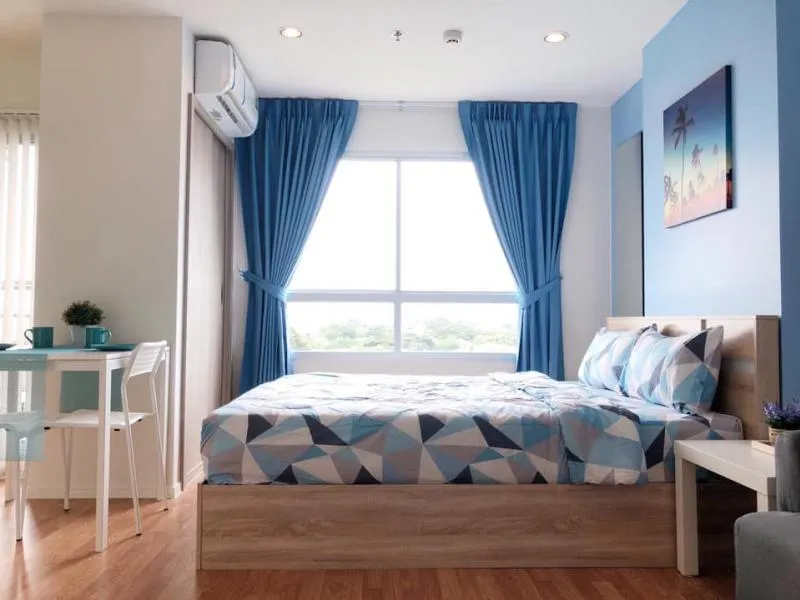 For rent, Lumpini Park Petchkasem 98, Studio 23 sq.m., Building D, 6th floor, fully furnished, blue room, clean, very nice