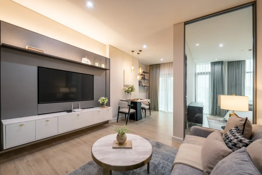 Condo for sale, rent, The Room Charoenkrung 30, Icon Siam view, complete with furniture and electrical appliances.