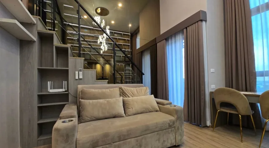 For sale or rent: Origin Plug & Play Nonthaburi Station, 5th floor, Duo Space room, fully furnished, nice to live in, reserve now.