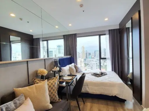 Condo for rent, Ideo Mobi Asoke, studio room, fully furnished, ready to move in Well, you can just come in and get in. Book quickly.
