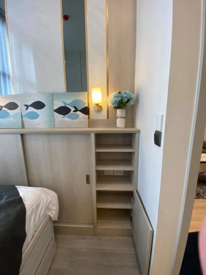 Condo for rent, The Line Sukhumvit 101, 9th floor, north room, not hot, pool view, ready to move in. Don't miss it.