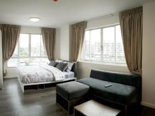 For rent, D Condo Campus Resort Bangna, corner room, open view, very good, fully furnished, ready to move in !!