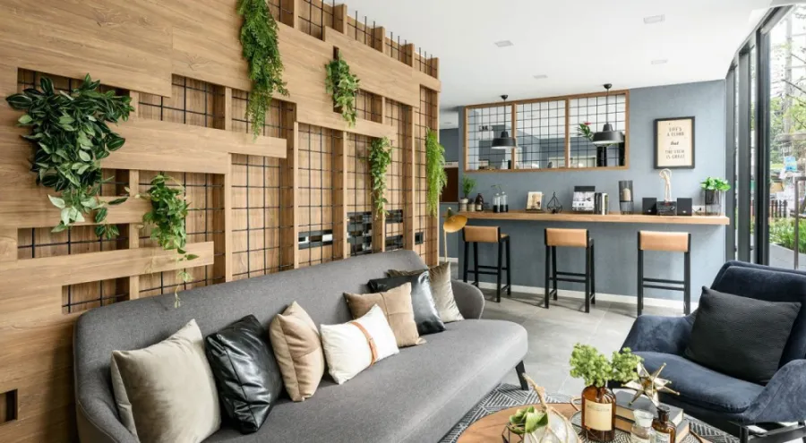 ให้เช่า คอนโด B Loft สุขุมวิท 107 ชั้น 8 ห้องกั้นเป็นสัดส่วนดีมาก ติดวอลเปเปอร์ทั้งห้อง รีบจับจองเลย