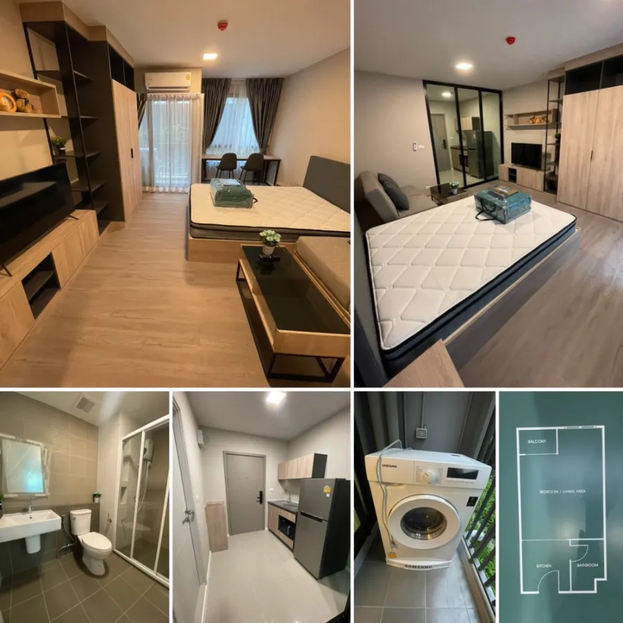 For rent, Dcondo Campus-Hideaway Rangsit Phase 4, Studio room, Built-in furniture, complete in one room.