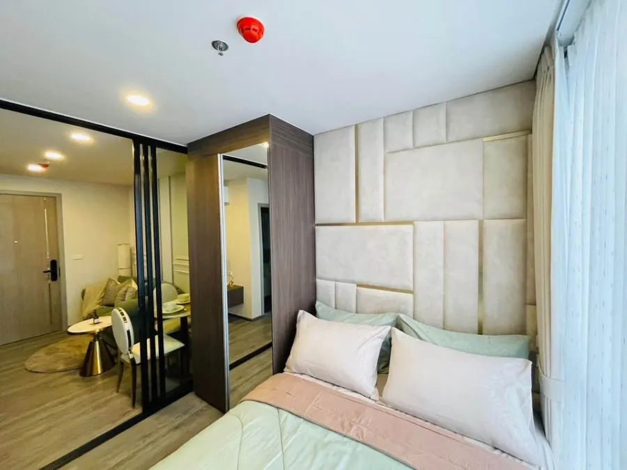 For rent: The Origin Ladprao-Bangkapi, 16th floor, pool view, built-in walls throughout the room, extremely beautiful, fully furnished, all in one pla