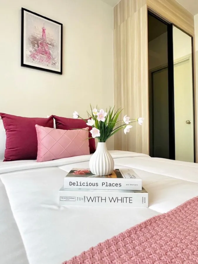 For rent Chewathai Kaset Nawamin, 8th floor, beautiful room, fully furnished, just carry your bags and move in immediately. Book now, don't miss it.