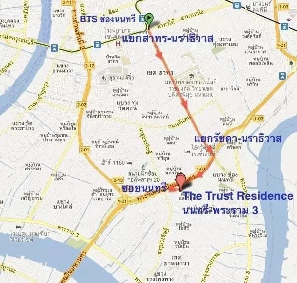 For sale: The Trust Residence Ratchada-Rama 3, glass-divided room, bright colors, hurry to reserve, be the owner.
