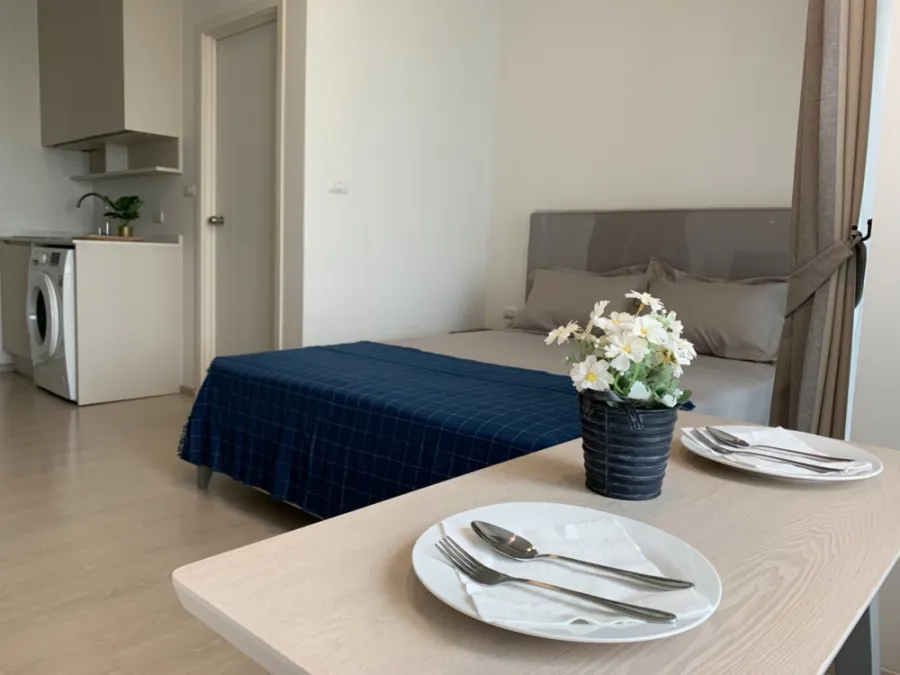 Chapter One Eco Ratchada-Huay Kwang Condo for rent, Studio room, high floor, good atmosphere, fully furnished, finish in one room