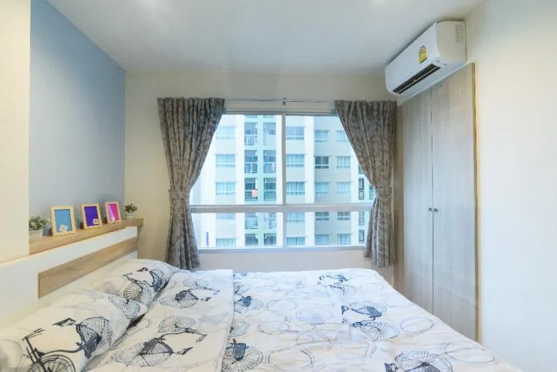 Condo for rent, Lumpini Ville Nakhon In-River View, beautiful room, blue tone, comfortable, very pleasant to live in. Don't wait, move now.