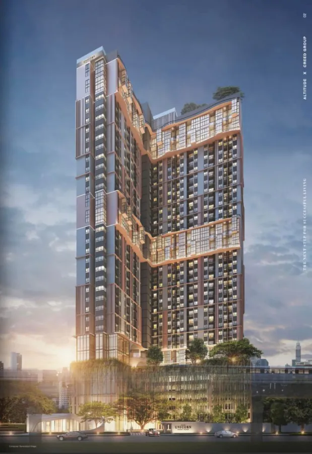Sale down payment, Altitude Unicorn Condo, Sathorn - Thapra, 21st floor, high ceiling, good location, fully furnished, hurry to reserve!!