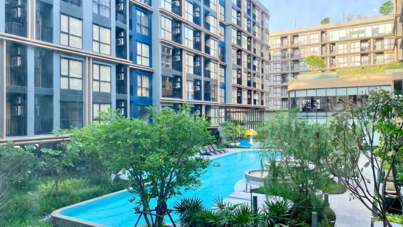 ให้เช่า Salaya One Residence ห้องแต่งน่าอยู่ ชั้น 2 วิวสวนและสระ ห้องไม่ร้อน มาจองเลยจ้า