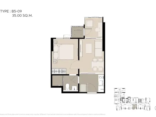 Selling down payment Life Phahon-Lat Phrao, high floor room, spacious, garden view, don't want to miss it, book now.