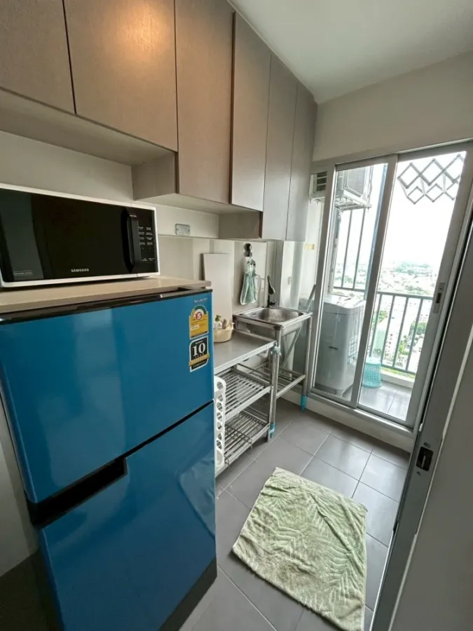 For rent: Niche ID Pak Kret Station, room on the 27th floor, very high, great breeze, Chao Phraya River view, don't miss it.