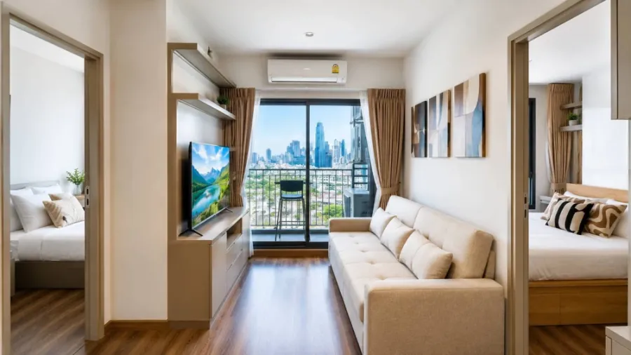 Condo for rent, Ideo Sukhumvit 93, corner unit, quiet, private, beautiful city view, fully furnished, beautifully decorated, ready to move in.