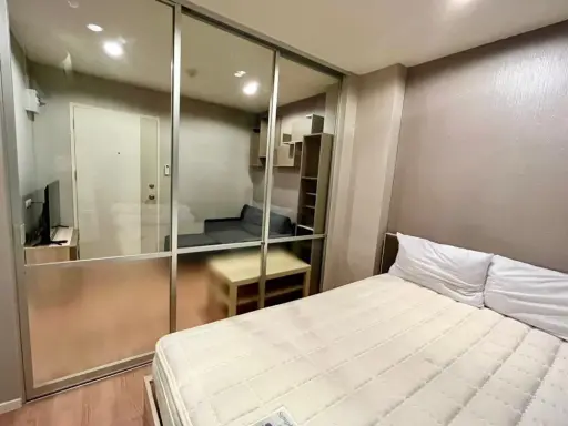 For rent: Lumpini Ville On Nut 46, garden view, studio room with sliding doors, fully furnished and appliances, ready to move in.