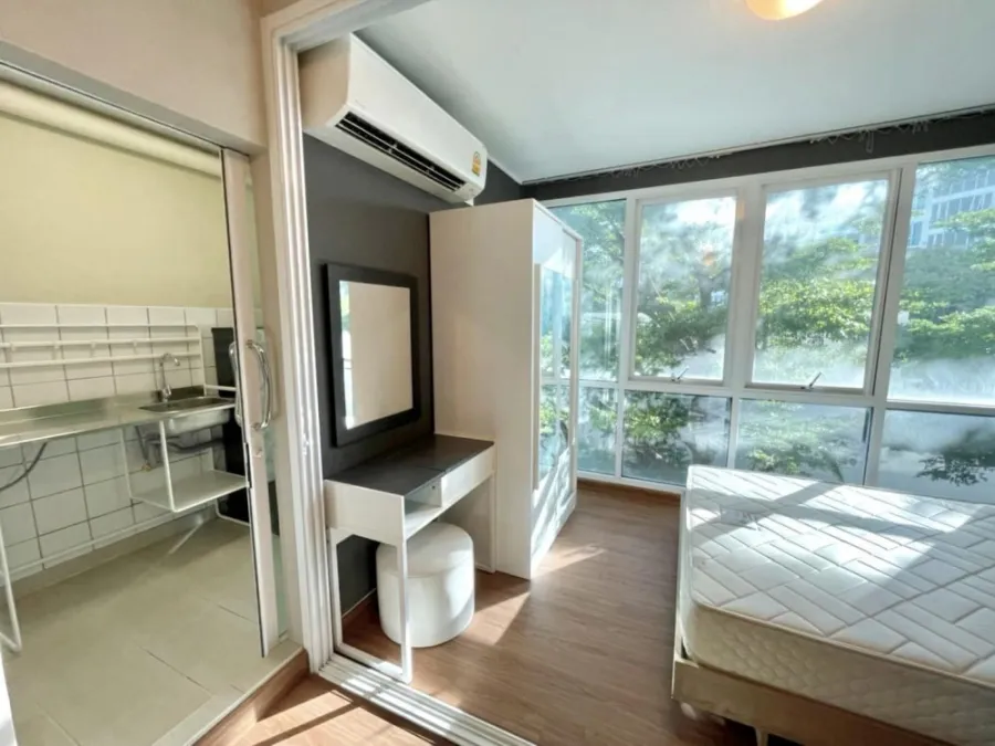 Condo for rent, Garden Asoke-Rama 9, partitioned room, fully furnished, ready to move in, can't miss it
