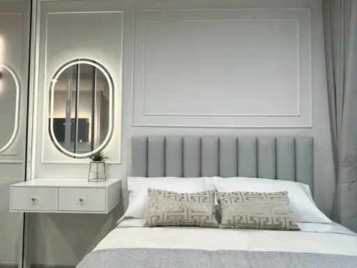ให้เช่า Regent Home Bangna ห้องหายาก วิวสระน้ำ ตกแต่งสวยโทนสีขาว-เทาสว่าง สบายตาสุดๆ ห้ามพลาด