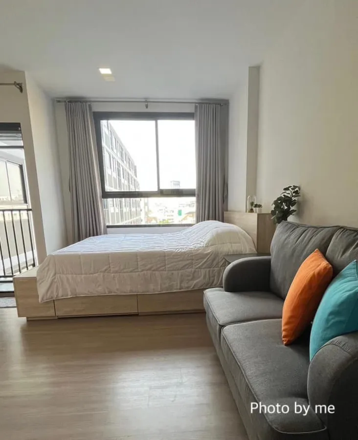 Condo for rent, The Move Kaset, nice room, soft tone, fully furnished, good price, don't miss it