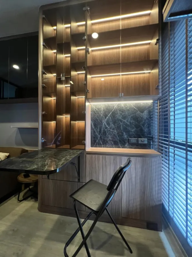 For sale, for rent, Origin Plug&Play Ramintra, fully-built room, built-in storage cabinets, Modern Luxuly style, reserve now.