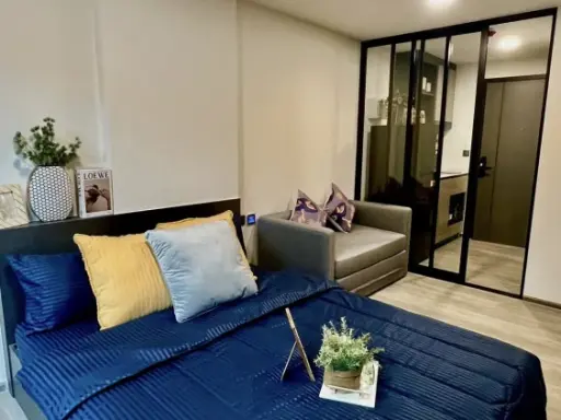 For rent: Atmoz Palacio Lat Phrao-Wang Hin, Building A, 2nd floor, shady, tree view, fully furnished, move in now, don't hesitate.
