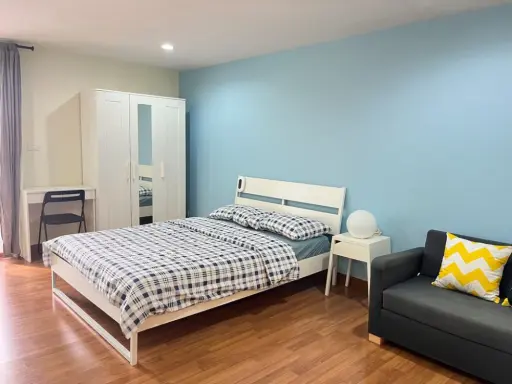 Condo for rent, Regent Home 25 Tiwanon, lovely blue room. Comes with full furniture, cheap price, book now.