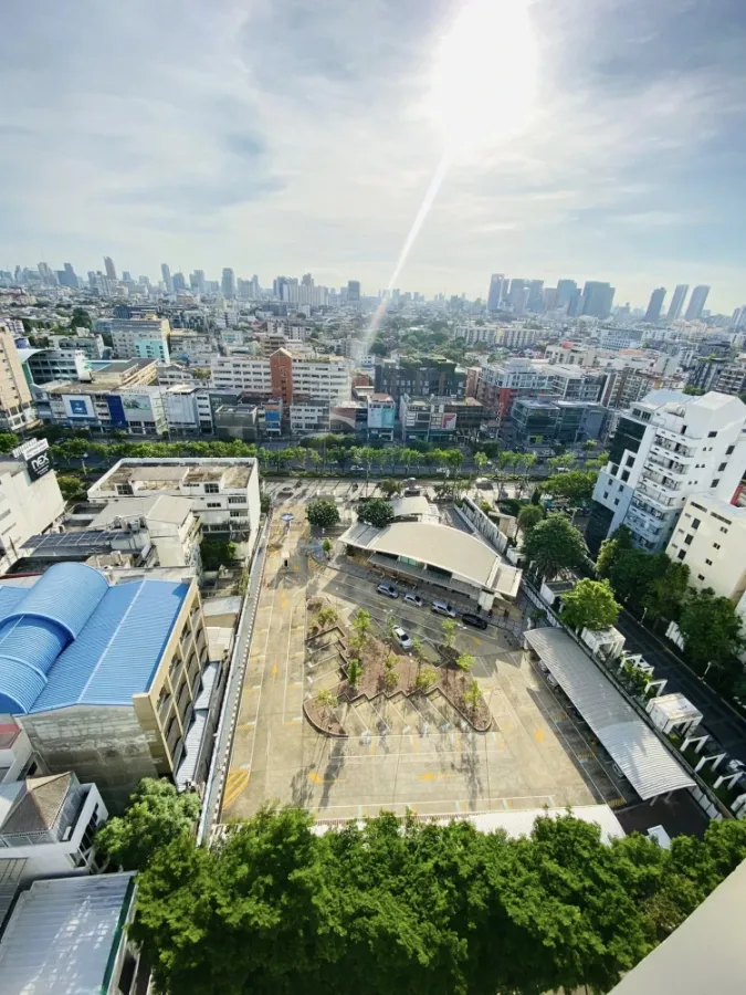 For rent: Rhythm Ratchada, 16th floor, great view facing the front of the condo, fully furnished, ready to move in.