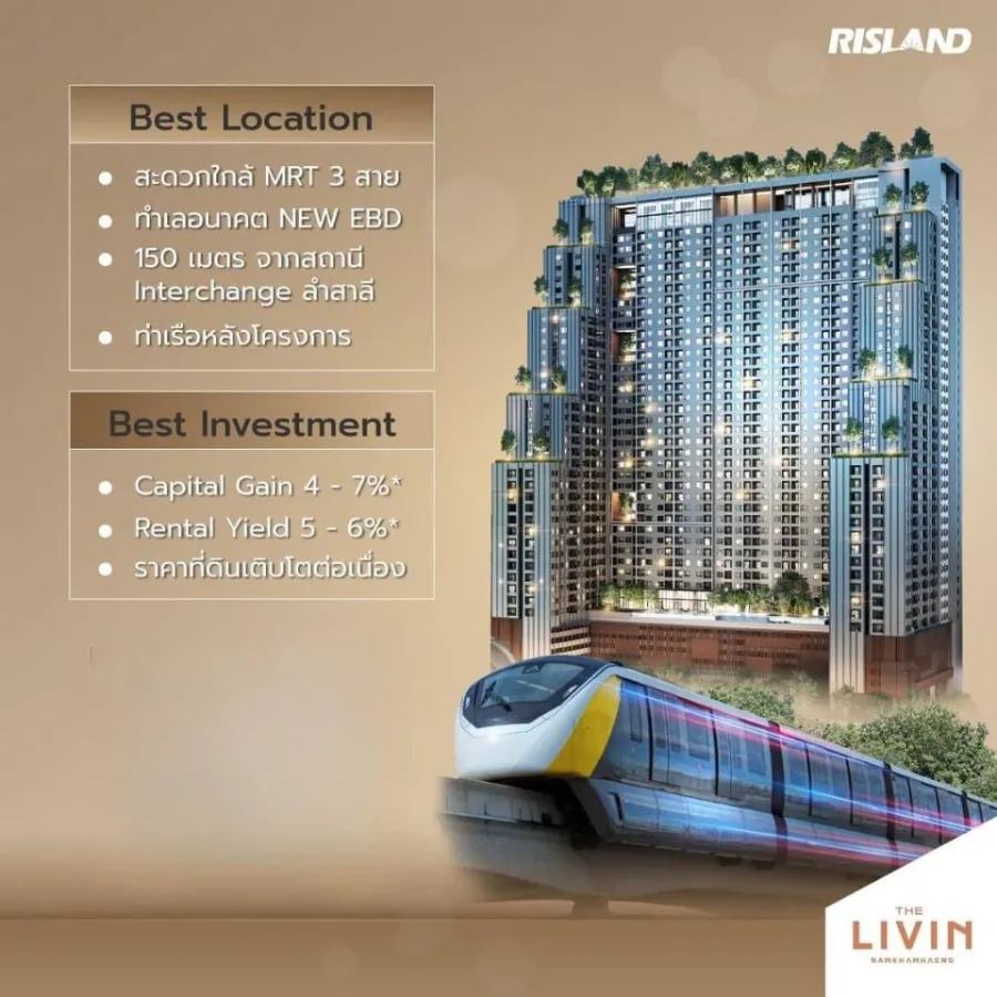 Selling down The Living The Living Ramkhamhaeng, excellent location Convenient to travel Complete facilities. Book now.