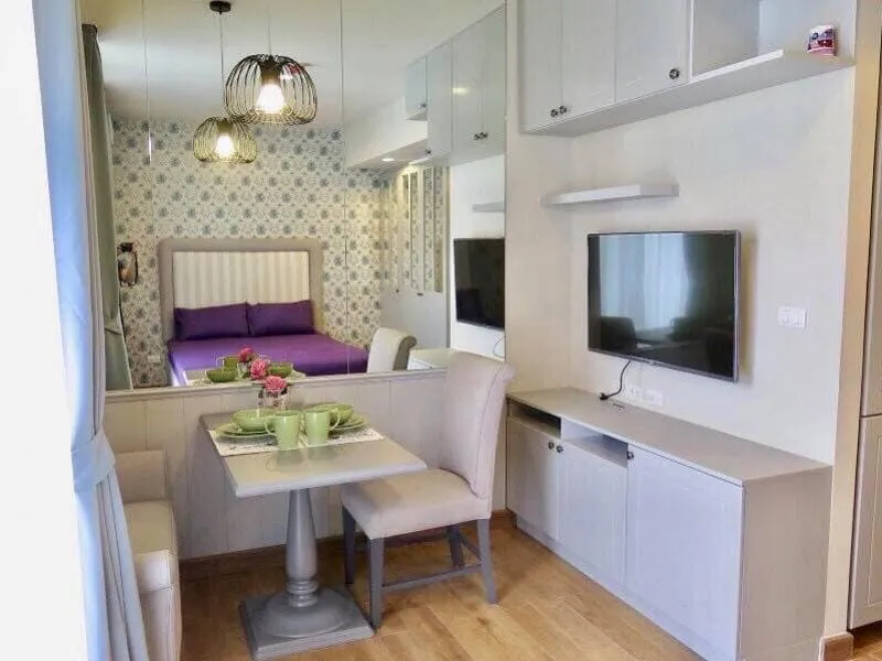For rent, The Editor Saphan Khwai, Condo near BTS, Studio room, 11th floor, Unblocked view, built-in furniture, ready to move in.