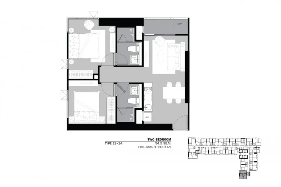 Condo for sale, Life Ladprao, 2 bedrooms, 2 bathrooms, fully furnished room, bought immediately, can live right away, so good, must buy quickly