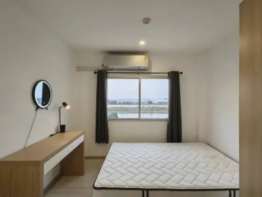 For rent: Sena Kith Thepharak - Bangbo, clean and comfortable room, comes with wood-pattern furniture, complete electrical appliances, book now.