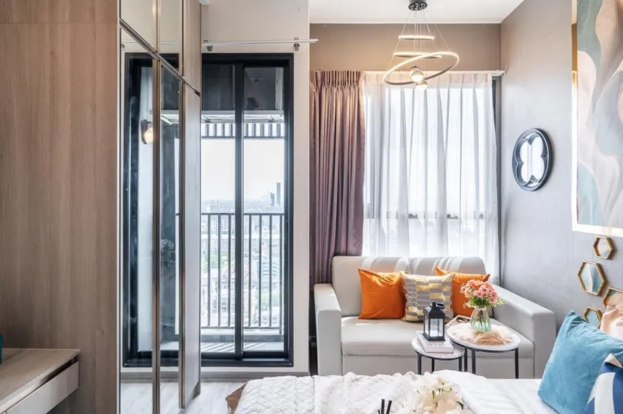 For rent, Knightsbridge Prime Onnut, 29th floor, river view, fully furnished room, luxurious, very livable, say you don't miss it.