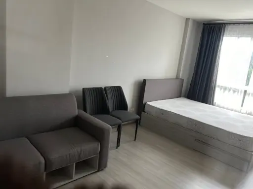 For rent: D Condo Campus Kamphaeng Saen, 1st floor, garden view, fully furnished, just bring your bags and move in. Reserve now!