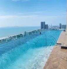 ให้เช่า The Rivera Jomtien Pattaya ชั้นสูง วิวสวย บรรยากาศดีมาก ห้องตกแต่ง Buit-In หัวเตียงสวยๆ ด่วน