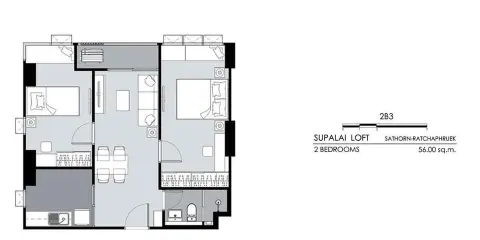ขาย คอนโด Supalai Loft สาทร-ราชพฤกษ์ (Fully fitted) ห้องมุม 2 ห้องนอน 1 ห้องน้ำ ห้ามพลาด